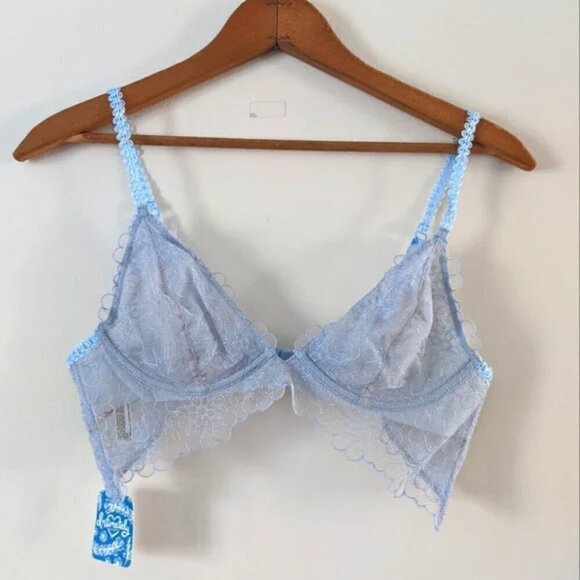 Free People Lucia UnderWire Bra in Light Blue Hydrandea Size 34C NWT - Picture 3 of 4